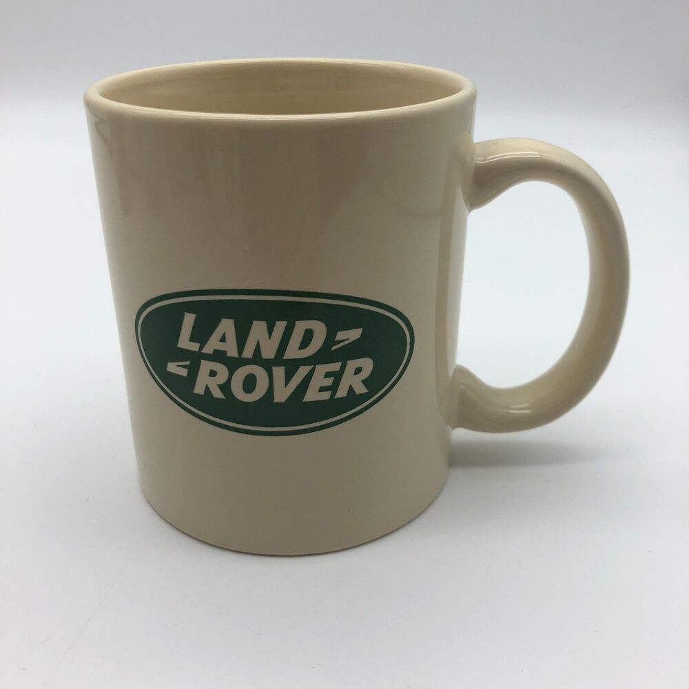 Land Rover Coffee Tea Mug Green Beige Ceramic Logo Cars 8oz